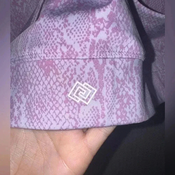 Zelos Purple White Snake Print Medium Impact Cross-back Sports Bra - Picture 5 of 7